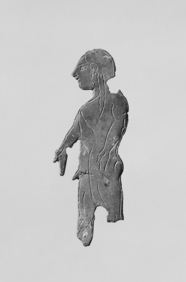 Bronze plaque of a man, Bronze, Etruscan