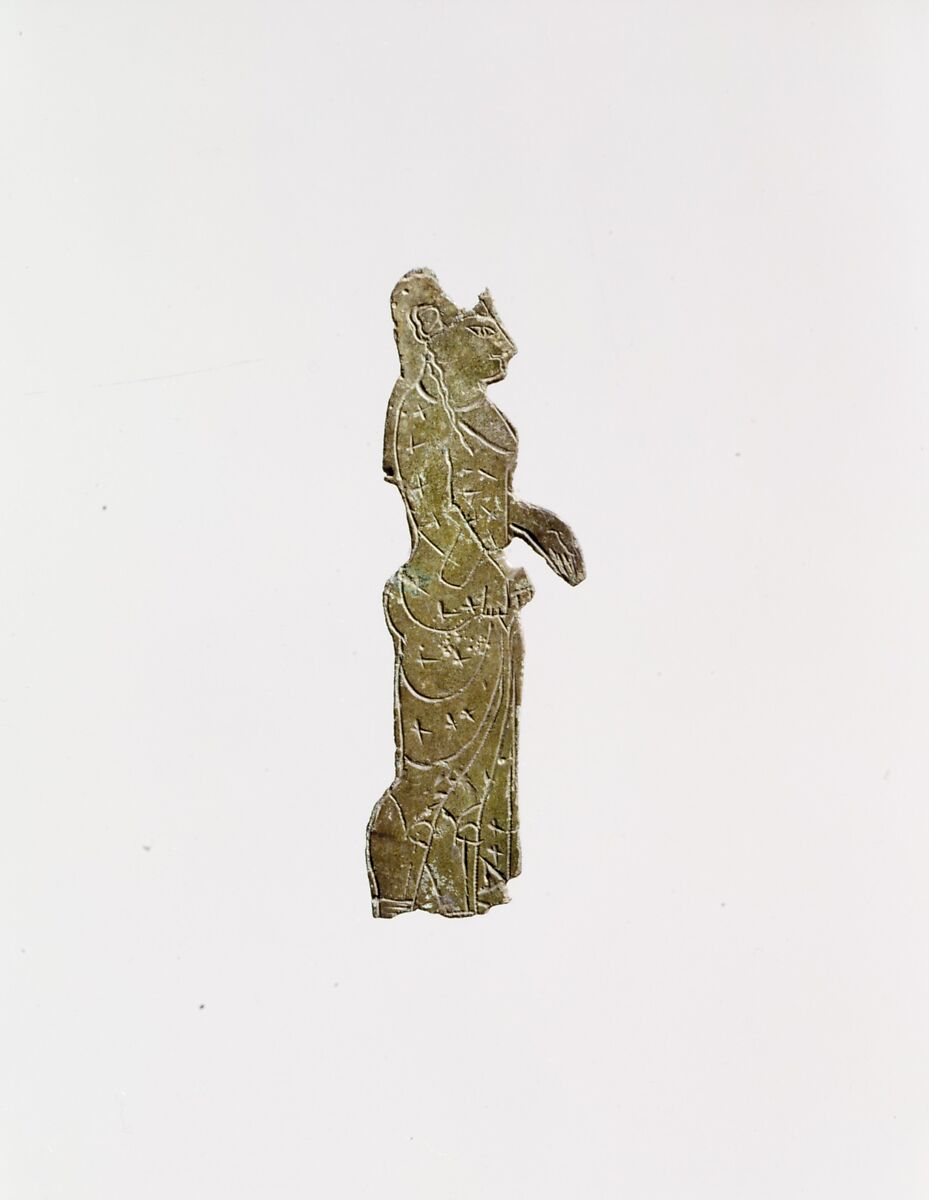 Bronze plaque of a woman, Bronze, Etruscan 