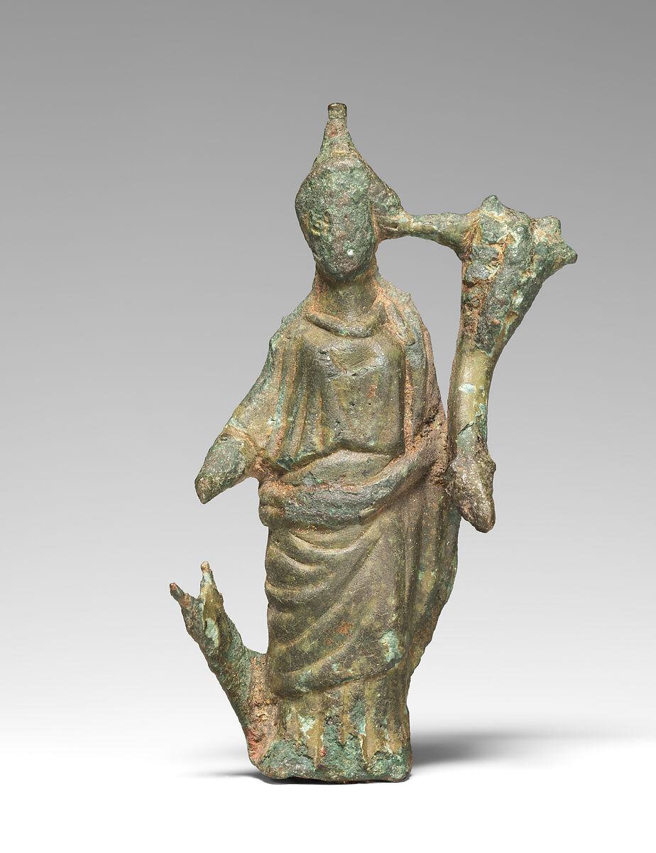 Bronze statuette of the goddess Fortuna, Bronze, Roman 