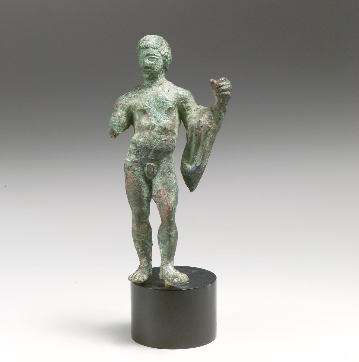 Bronze statuette of a youth with a chlamys, Bronze, Italic 