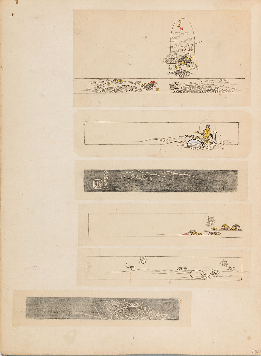 彫鐫画譜 Album of Designs for Metal Carving (<i>Chōsen Gafu</i>), 嵐山常行画 Ranzan Tsuneyuki (Japanese, active mid-19th century), Ink on paper, pasted into a bound volume, Japanese
