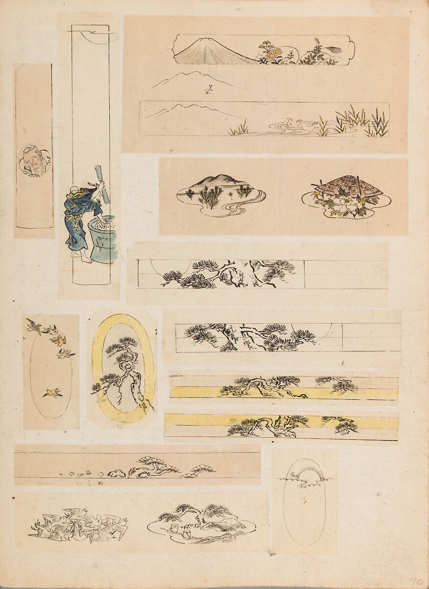 彫鐫画譜 Album of Designs for Metal Carving (<i>Chōsen Gafu</i>), 嵐山常行画 Ranzan Tsuneyuki (Japanese, active mid-19th century), Ink on paper, pasted into a bound volume, Japanese