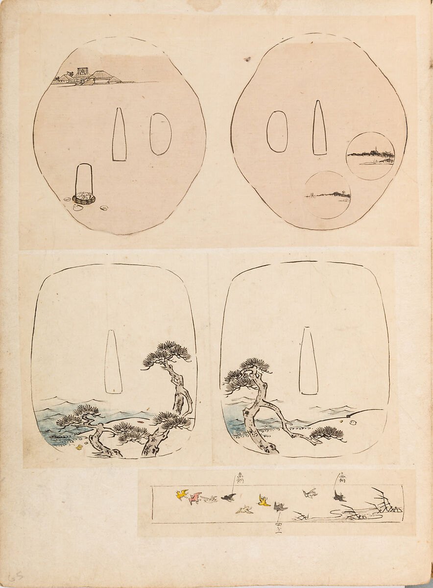 彫鐫画譜 Album of Designs for Metal Carving (<i>Chōsen Gafu</i>), 嵐山常行画 Ranzan Tsuneyuki (Japanese, active mid-19th century), Ink on paper, pasted into a bound volume, Japanese