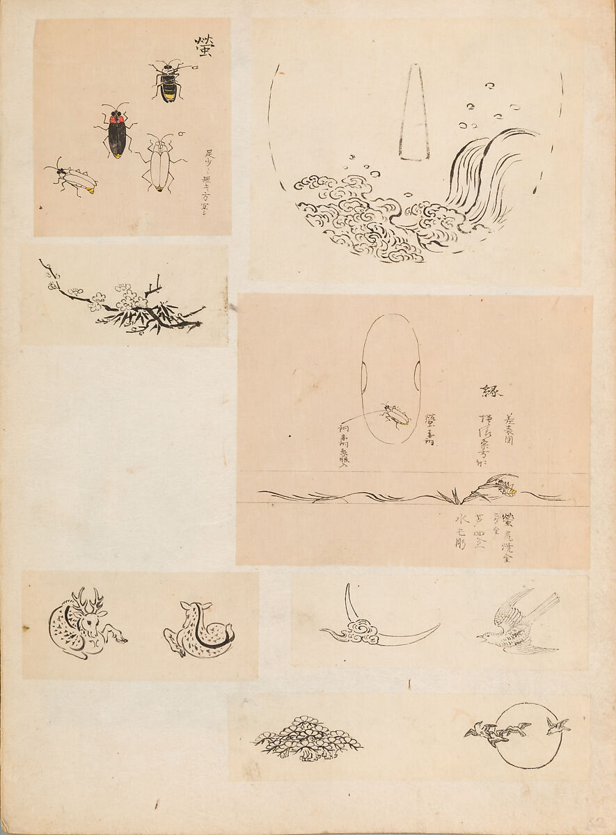 彫鐫画譜 Album of Designs for Metal Carving (<i>Chōsen Gafu</i>), 嵐山常行画 Ranzan Tsuneyuki (Japanese, active mid-19th century), Ink on paper, pasted into a bound volume, Japanese
