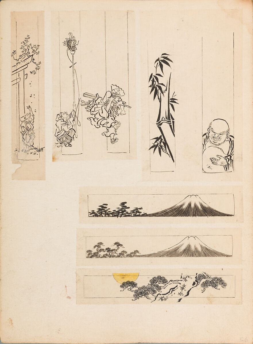 彫鐫画譜 Album of Designs for Metal Carving (<i>Chōsen Gafu</i>), 嵐山常行画 Ranzan Tsuneyuki (Japanese, active mid-19th century), Ink on paper, pasted into a bound volume, Japanese