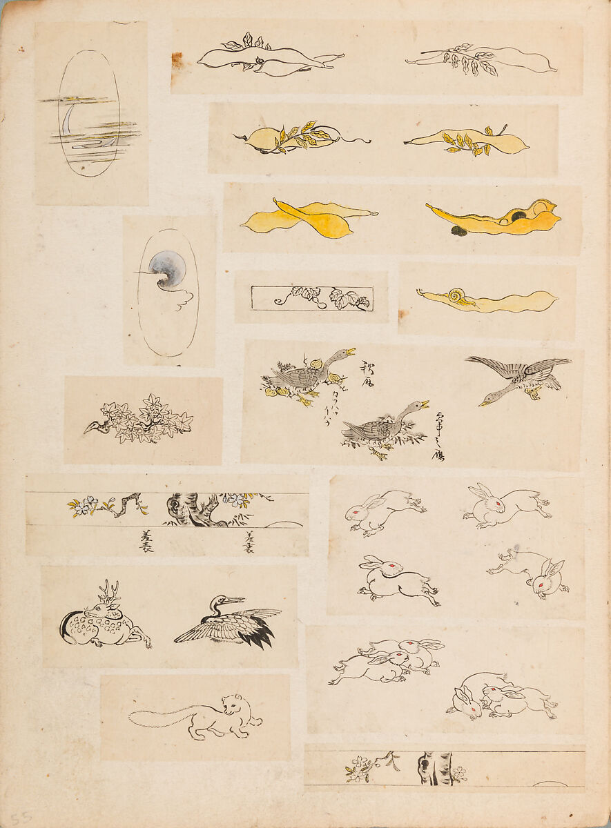 彫鐫画譜 Album of Designs for Metal Carving (<i>Chōsen Gafu</i>), 嵐山常行画 Ranzan Tsuneyuki (Japanese, active mid-19th century), Ink on paper, pasted into a bound volume, Japanese