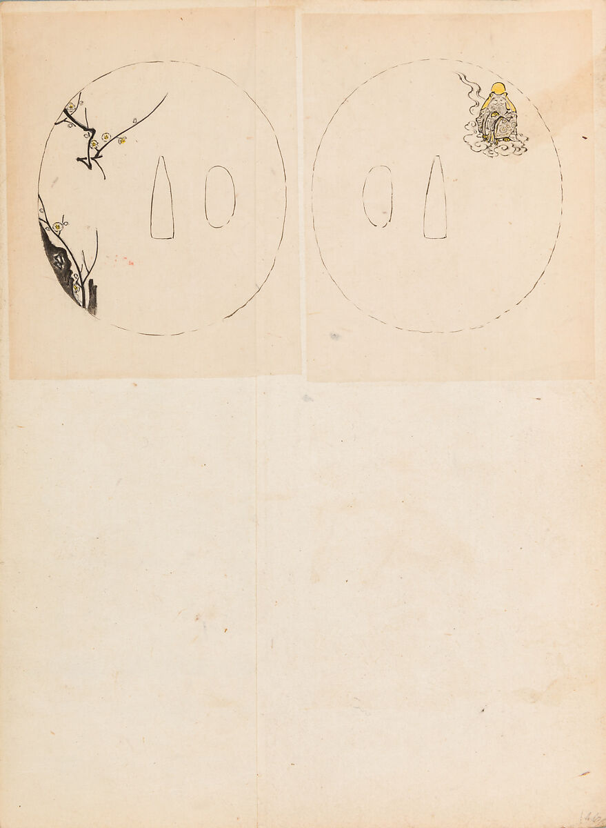 彫鐫画譜 Album of Designs for Metal Carving (<i>Chōsen Gafu</i>), 嵐山常行画 Ranzan Tsuneyuki (Japanese, active mid-19th century), Ink on paper, pasted into a bound volume, Japanese