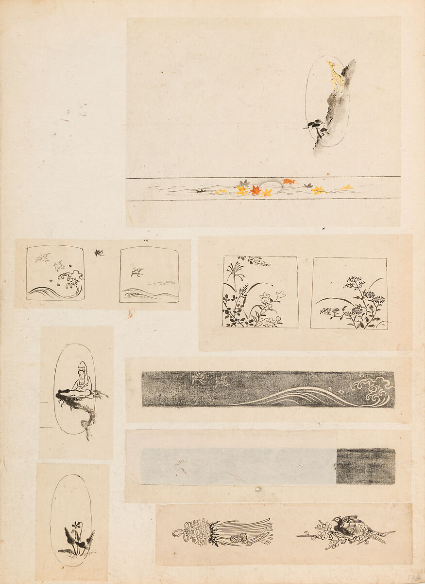 彫鐫画譜 Album of Designs for Metal Carving (<i>Chōsen Gafu</i>), 嵐山常行画 Ranzan Tsuneyuki (Japanese, active mid-19th century), Ink on paper, pasted into a bound volume, Japanese