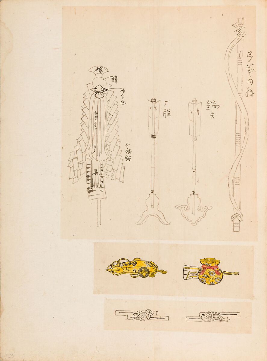 彫鐫画譜 Album of Designs for Metal Carving (<i>Chōsen Gafu</i>), 嵐山常行画 Ranzan Tsuneyuki (Japanese, active mid-19th century), Ink on paper, pasted into a bound volume, Japanese