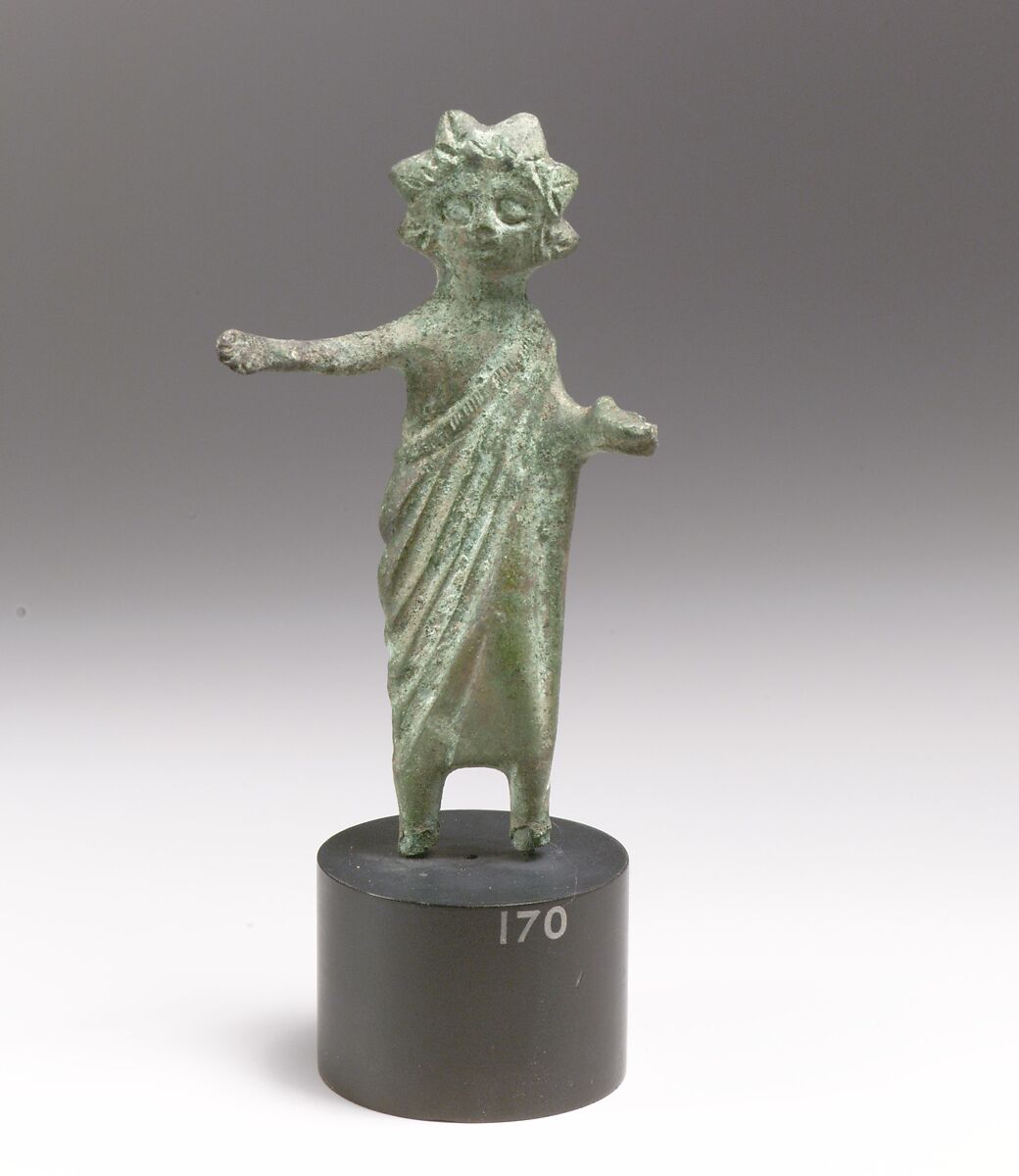 Bronze statuette of a priest or offrant, Bronze, Etruscan 