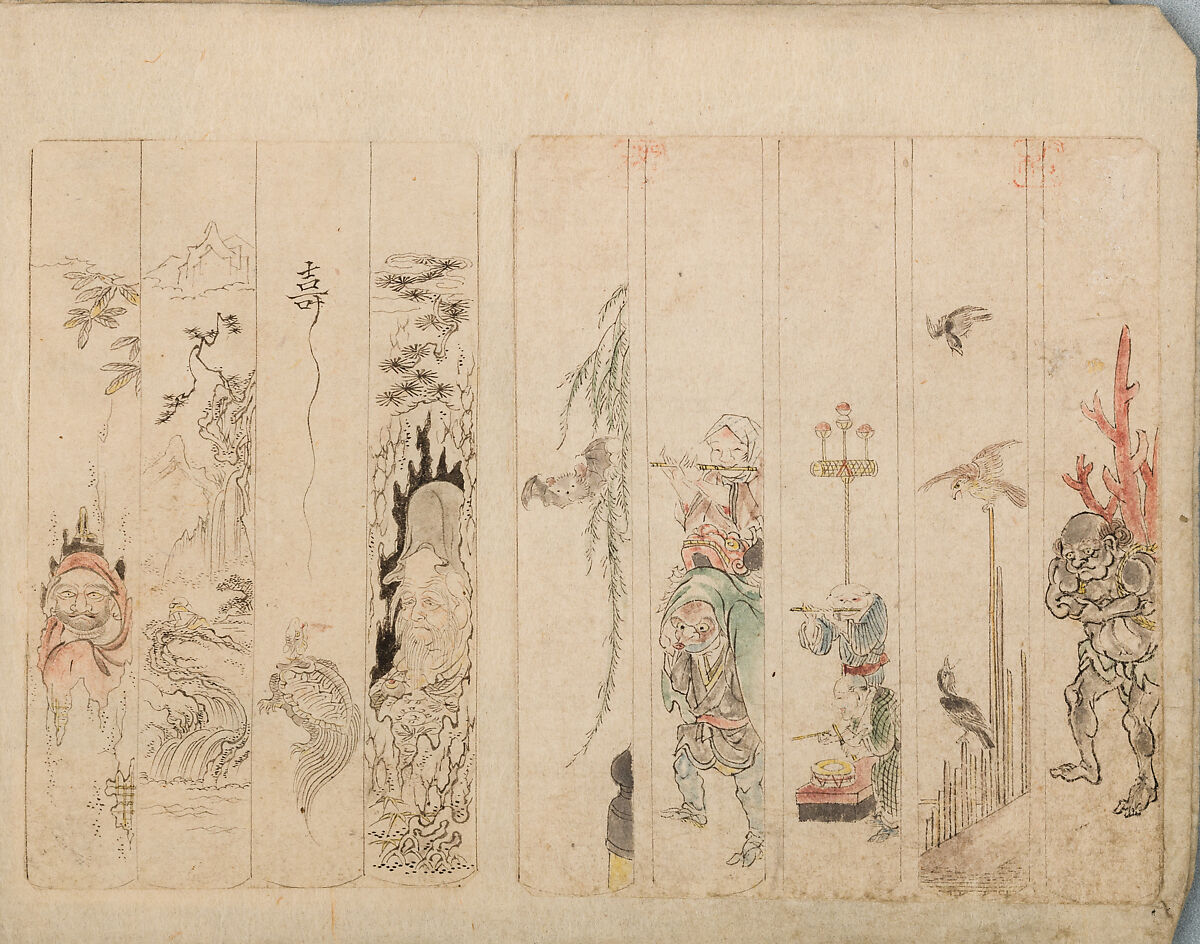 Various Designs for the Chiseller (Chōkō Shitae Shinajina), Togyoku, and others (Japanese, 1867 (3rd Month)), Ink on paper, pasted into a bound volume, Japanese