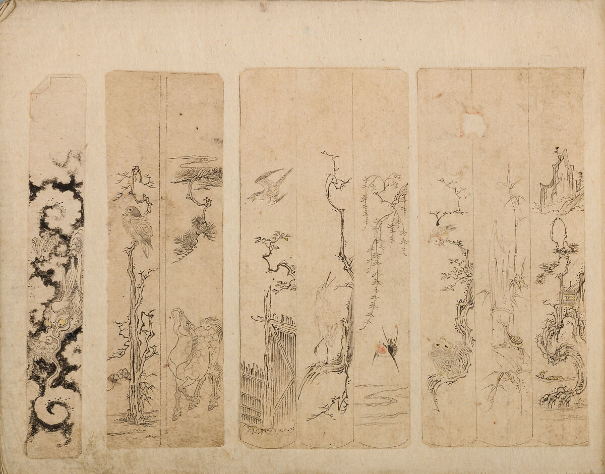 Various Designs for the Chiseller (Chōkō Shitae Shinajina), Togyoku, and others (Japanese, 1867 (3rd Month)), Ink on paper, pasted into a bound volume, Japanese