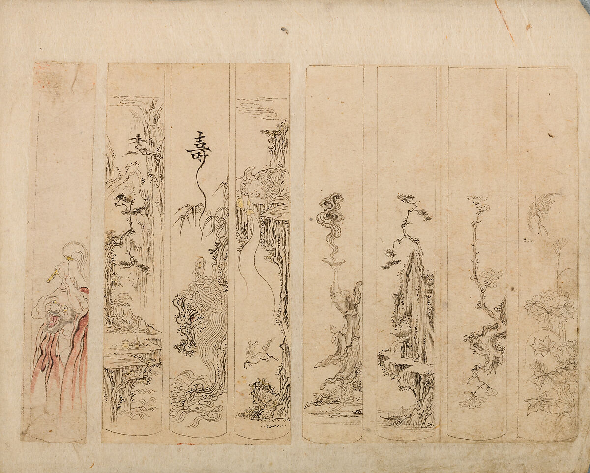 Various Designs for the Chiseller (Chōkō Shitae Shinajina), Togyoku, and others (Japanese, 1867 (3rd Month)), Ink on paper, pasted into a bound volume, Japanese