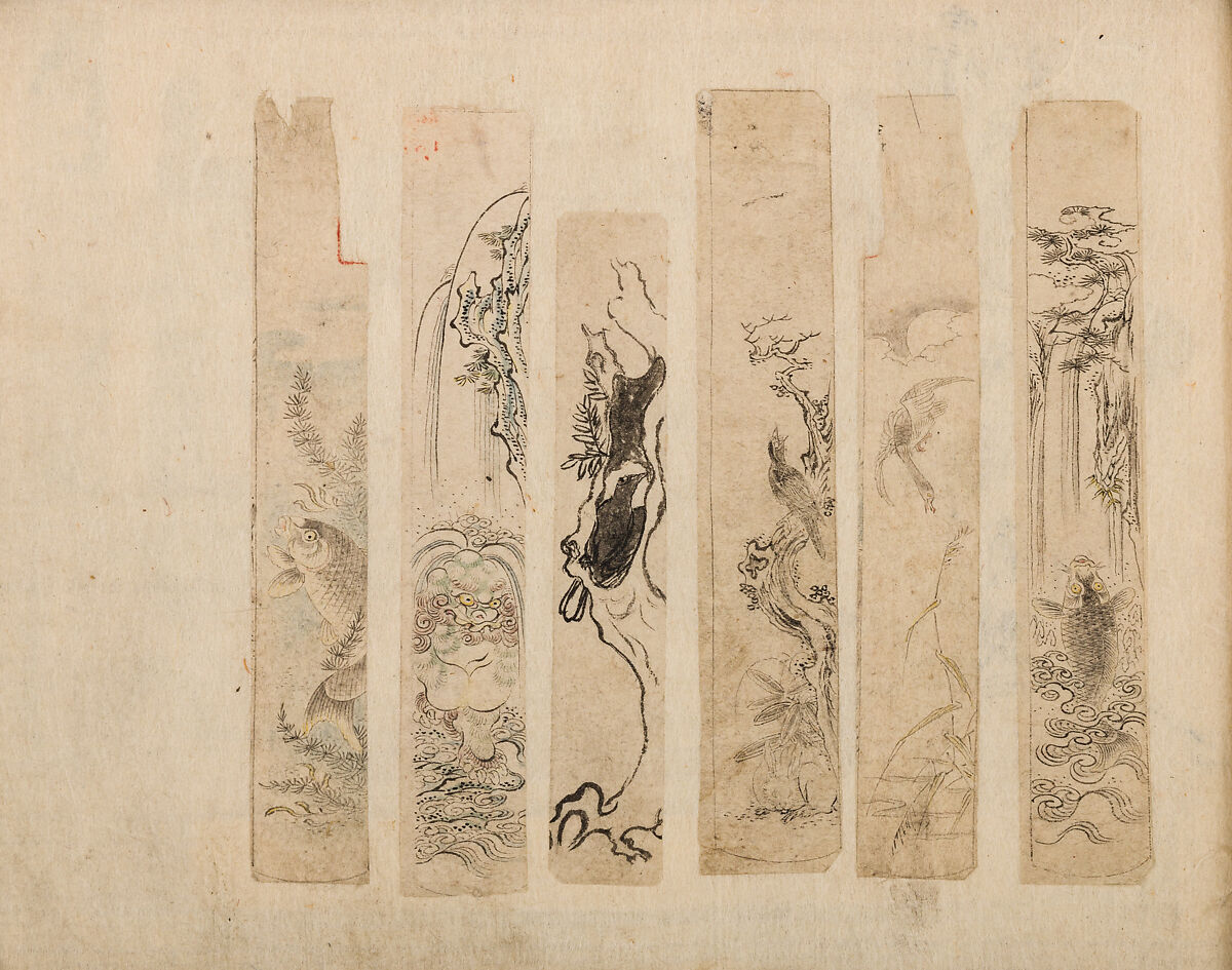Various Designs for the Chiseller (Chōkō Shitae Shinajina), Togyoku, and others (Japanese, 1867 (3rd Month)), Ink on paper, pasted into a bound volume, Japanese