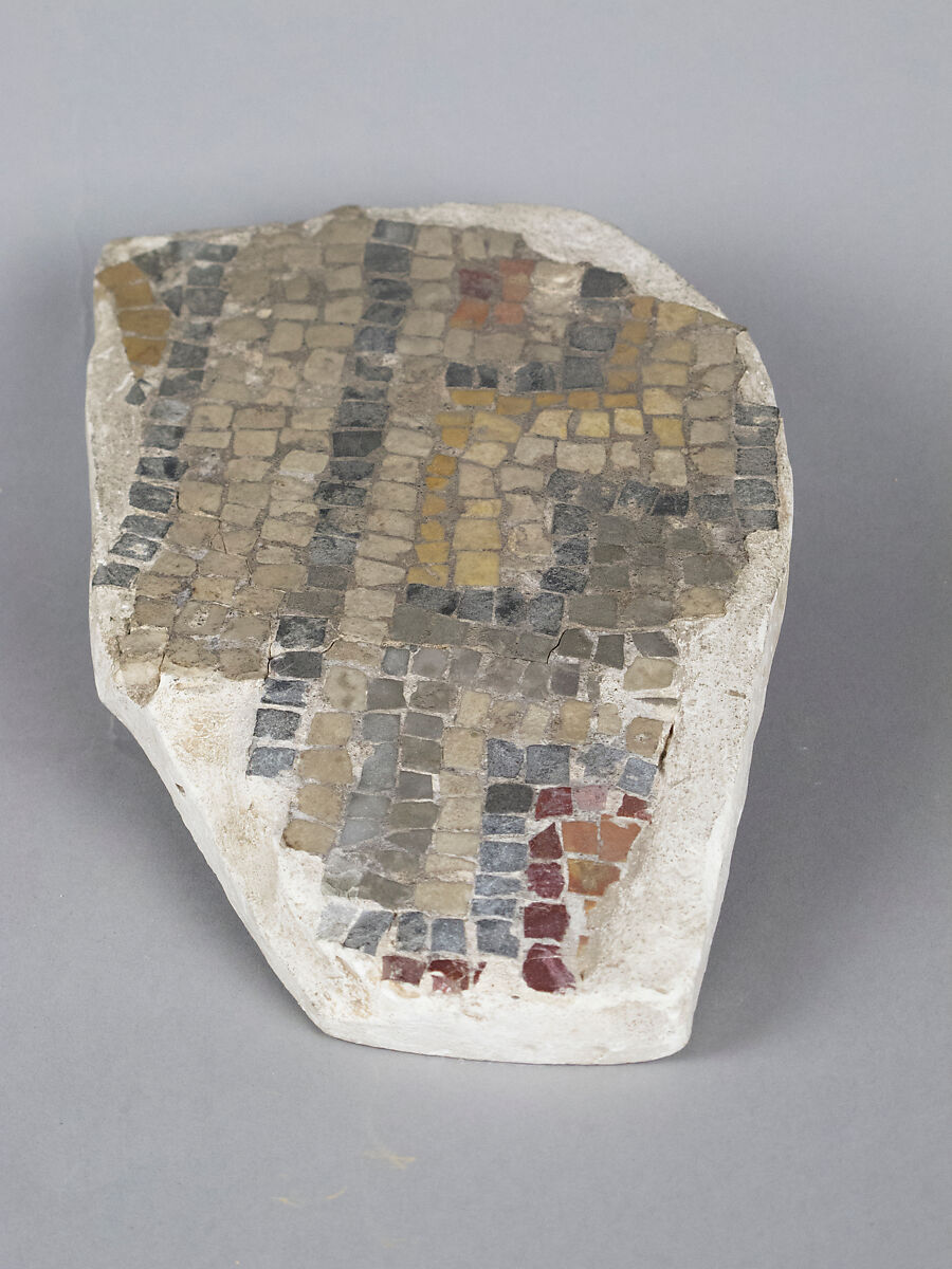 Mosaic pavement fragment, Tile, mortar, Roman 