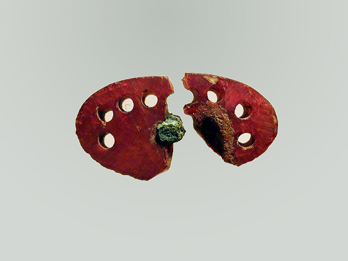 Fibula, fragment, Amber, bronze, Etruscan 