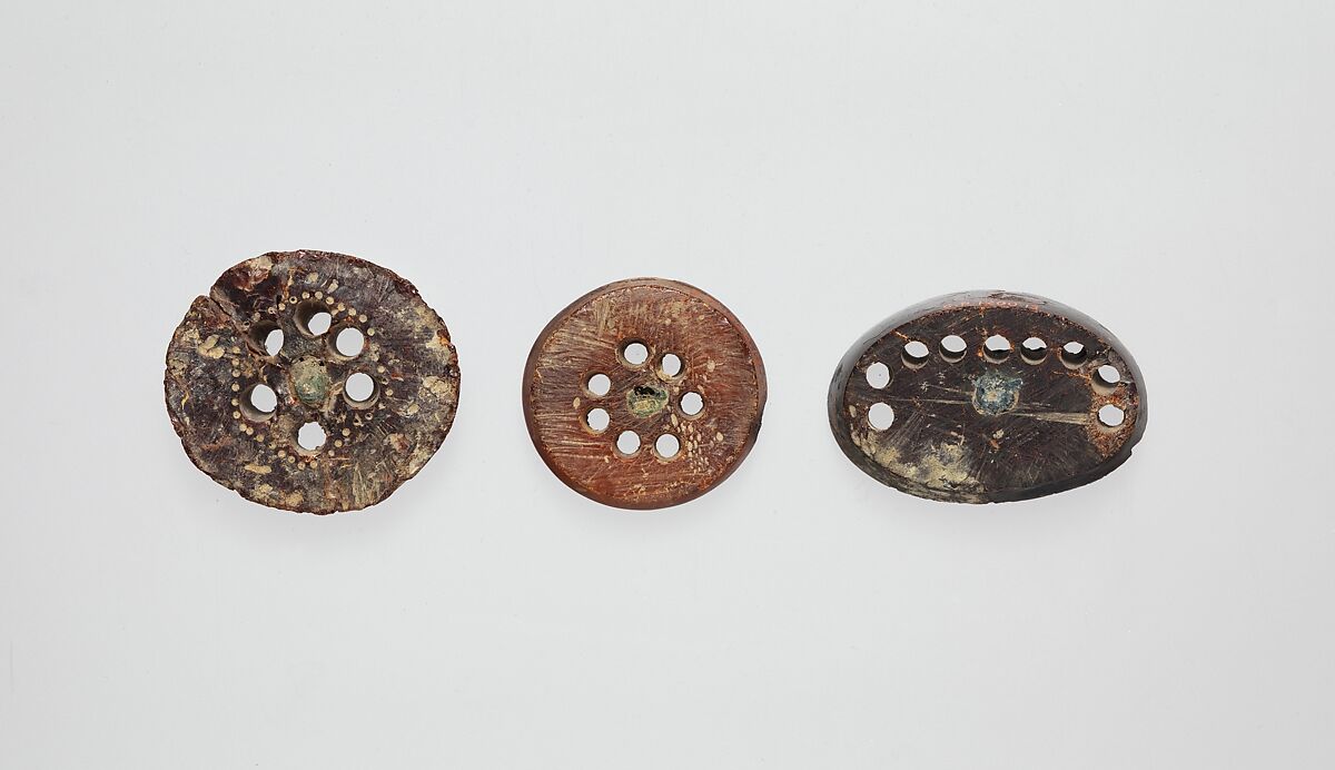 Segment from a bronze fibula (safety pin), Amber, bronze, Etruscan