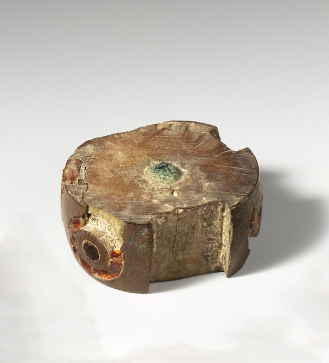 Bone and amber segment from a fibula (safety pin), Amber, bone, Etruscan 