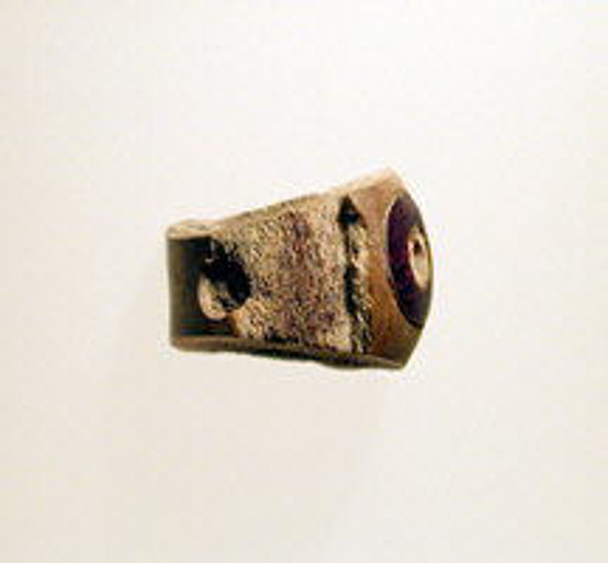 Fibula, fragment, Amber, bronze, ivory or bone, Etruscan 
