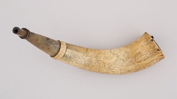Powder Horn, Horn (cow), wood, American