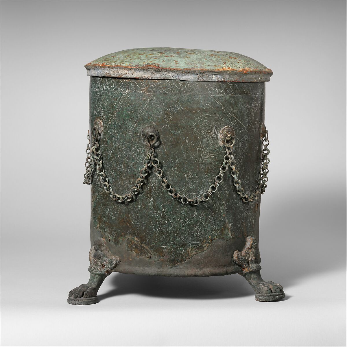 Bronze cista (toiletries box), Bronze, Praenestine 