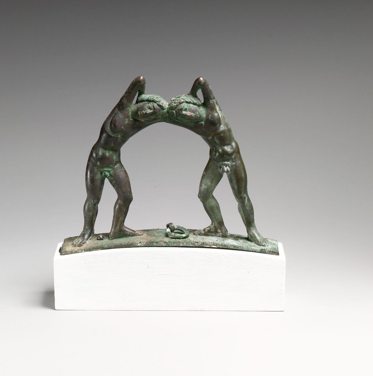 Bronze handle from a cista (toiletries box), Bronze, Praenestine