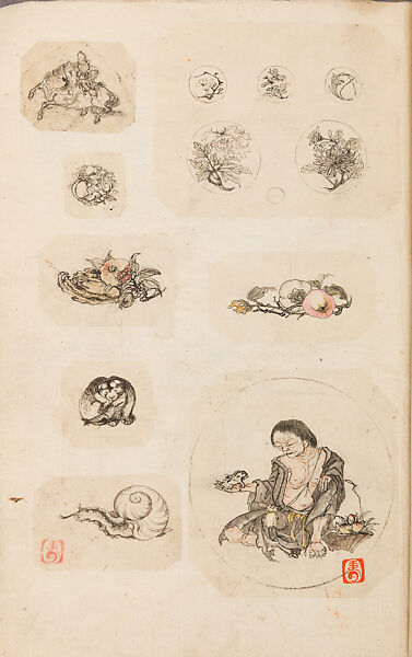 金工絵 Copy book of Toshiyoshi (also called Kōsō, Seijō, or Toshinaga), 紫原壽良画 Murasakibara Toshiyoshi (Japanese, born 1829), Ink on bound paper, Japanese