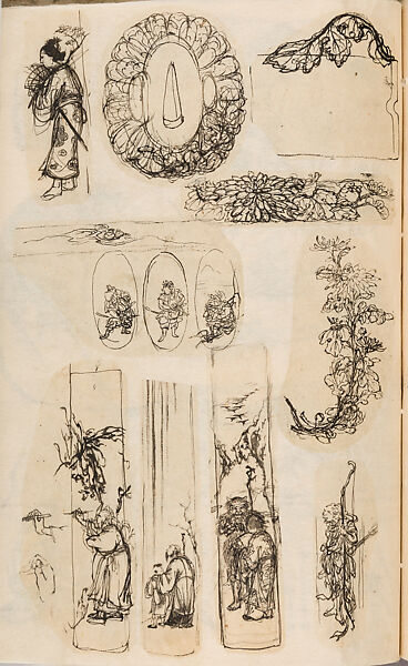 金工絵 Copy book of Toshiyoshi (also called Kōsō, Seijō, or Toshinaga), 紫原壽良画 Murasakibara Toshiyoshi (Japanese, born 1829), Ink on bound paper, Japanese