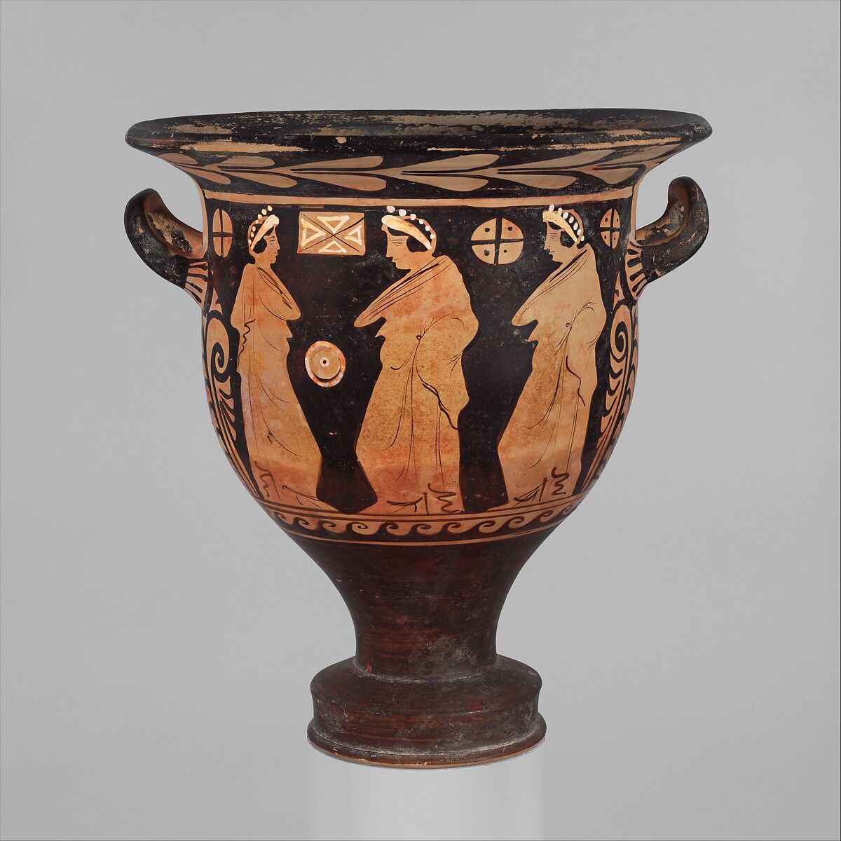 Terracotta bell-krater (mixing bowl), Attributed to the Painter of New York GR 1000, Terracotta, Greek, South Italian, Campanian