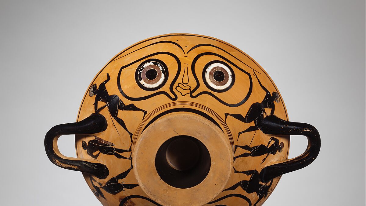 Terracotta kylix: eye-cup (drinking cup), Terracotta, Greek, Attic