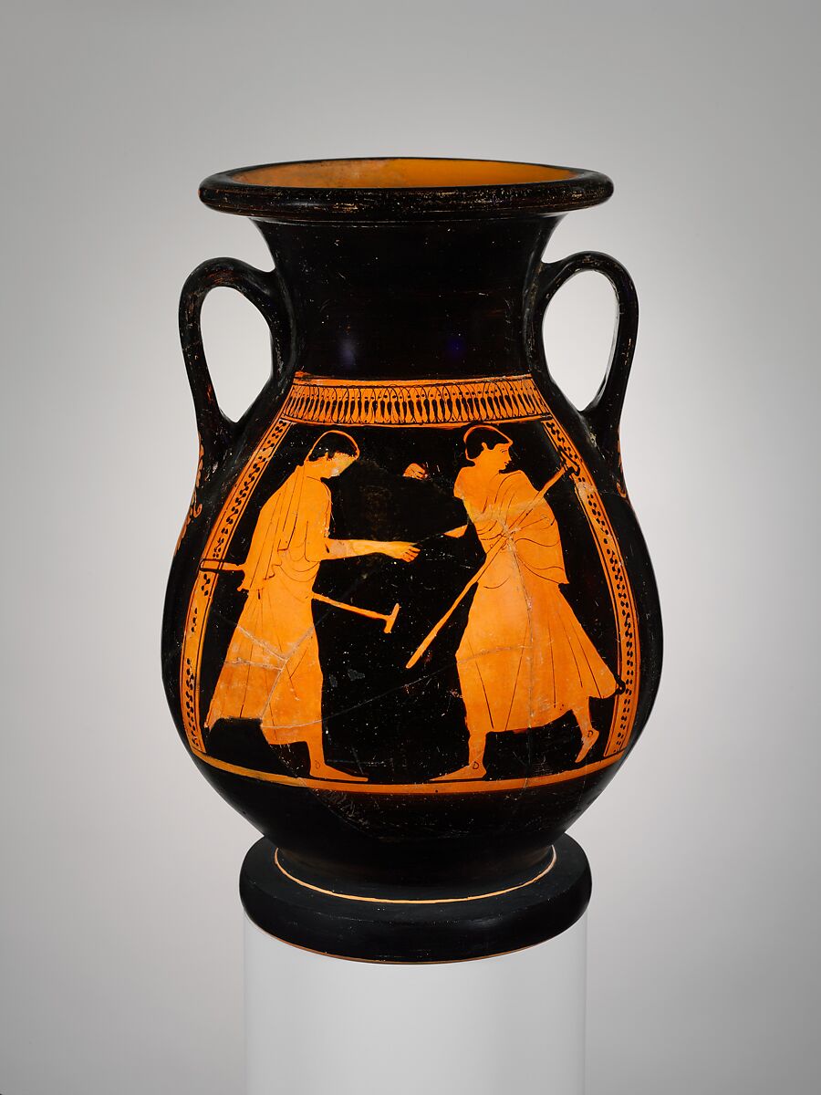 Terracotta pelike (jar), Attributed to the Later Mannerists, Terracotta, Greek, Attic