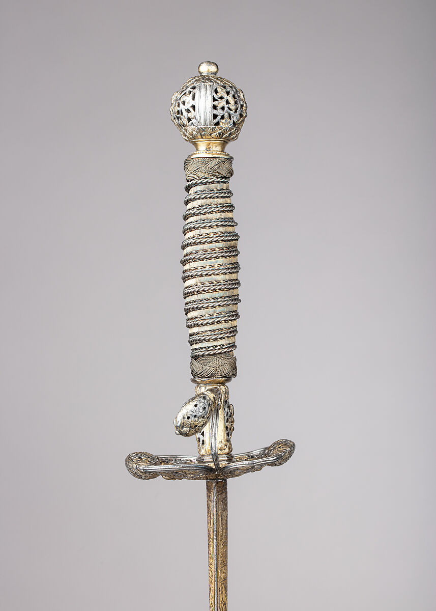 Smallsword, Silver, gold, wood, steel, French, Paris; blade, German