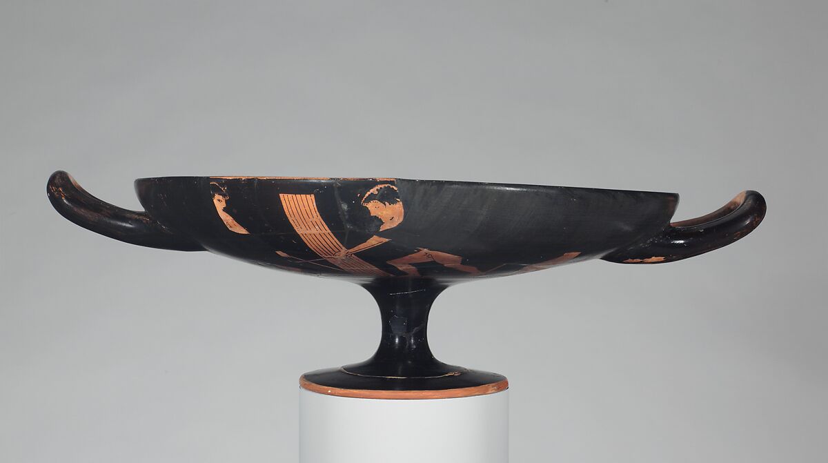 Terracotta kylix (drinking cup), Attributed to the Antiphon Painter, Terracotta, Greek, Attic