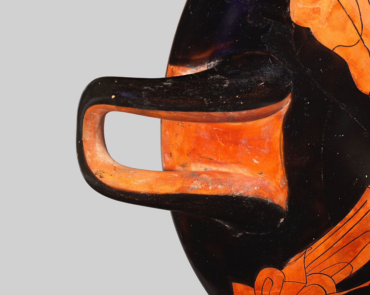 Terracotta kylix (drinking cup), Attributed to Makron, Terracotta, Greek, Attic