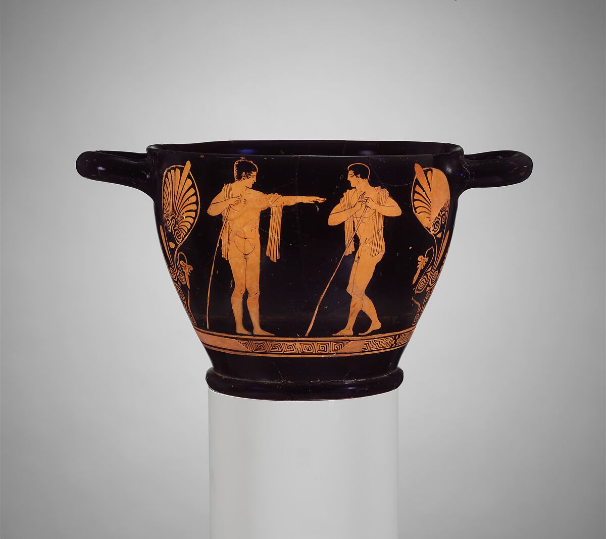 Terracotta skyphos (deep drinking cup), Attributed to the Painter of London E 777, Terracotta, Greek, Attic 
