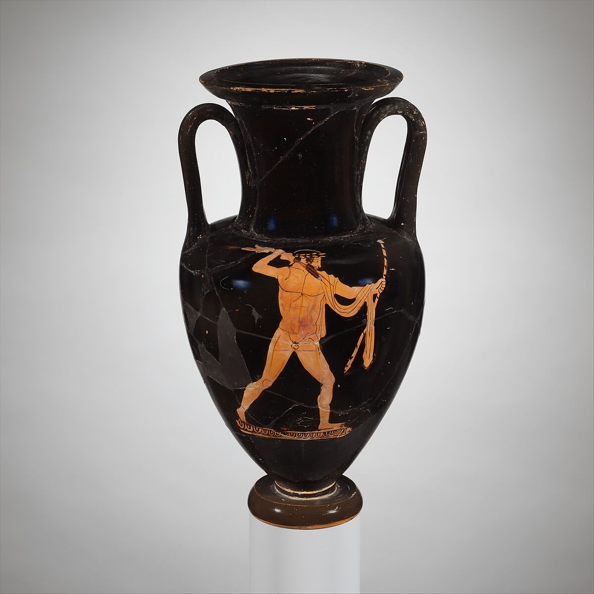 Terracotta Nolan neck-amphora (jar), Terracotta, Greek, Attic 