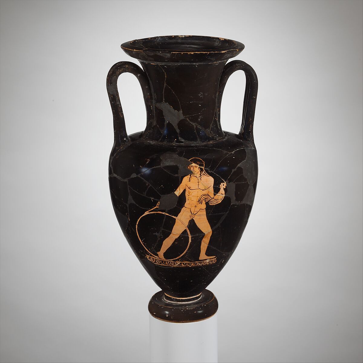 Terracotta Nolan neck-amphora (jar), Terracotta, Greek, Attic