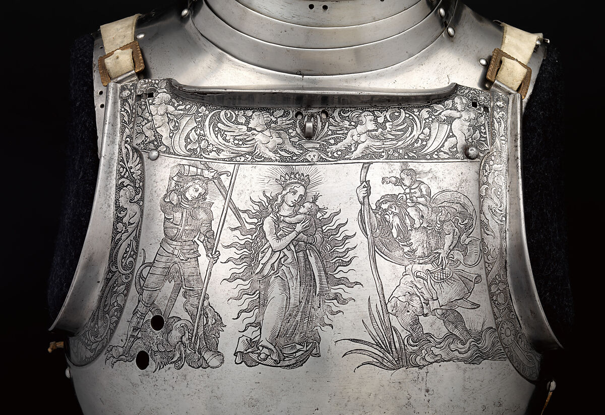 Cuirass and Tassets (Torso and Hip Defense), Attributed to Kolman Helmschmid (German, Augsburg 1471–1532), Steel, leather, German, Augsburg