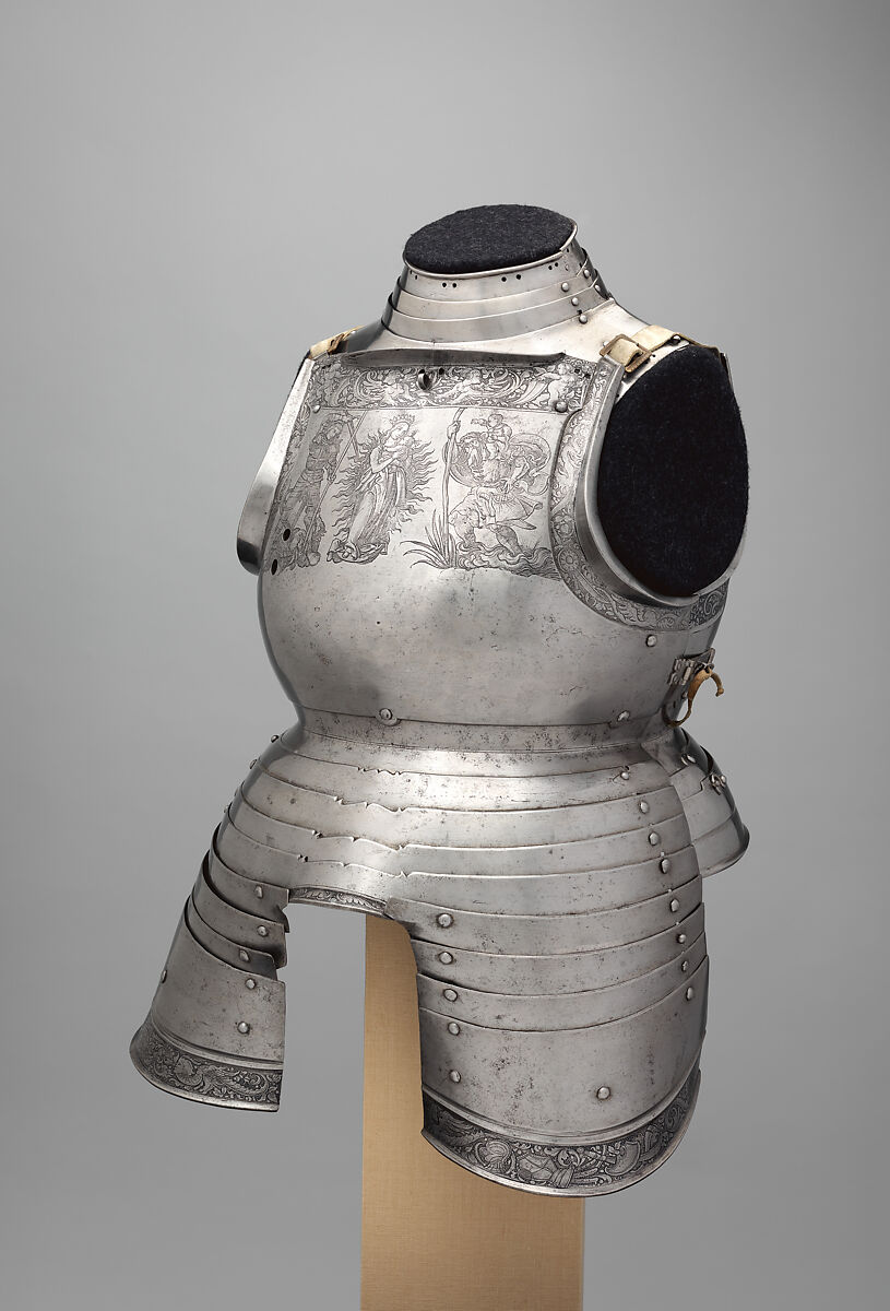Cuirass and Tassets (Torso and Hip Defense), Attributed to Kolman Helmschmid (German, Augsburg 1471–1532), Steel, leather, German, Augsburg 