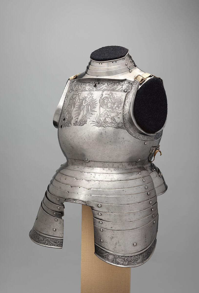 Cuirass and Tassets (Torso and Hip Defense), Kolman Helmschmid  German, Steel, leather, German, Augsburg