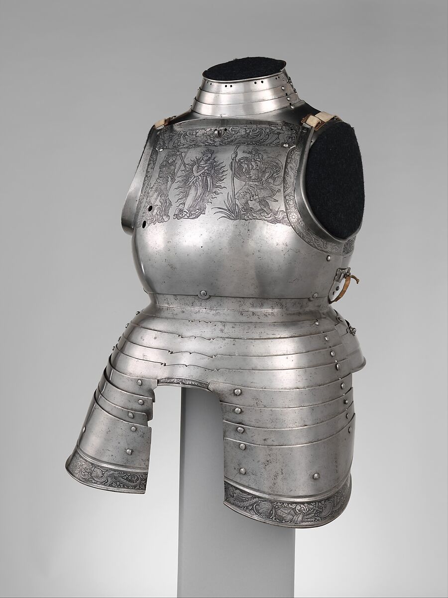 Cuirass and Tassets (Torso and Hip Defense), Attributed to Kolman Helmschmid (German, Augsburg 1471–1532), Steel, leather, German, Augsburg