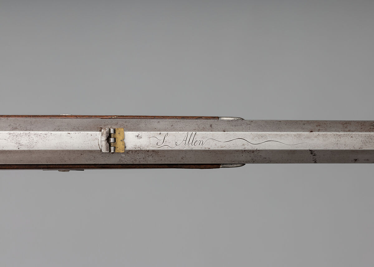 Flintlock Rifle with Case and Bullet Mould Made for Colonel Jacob Bates (1746–1836), Silas Allen Jr. (American, Shrewsbury, Massachusetts, 1785–1868), Steel, silver, brass, wood, silver wire, American, Shrewsbury, Massachusetts