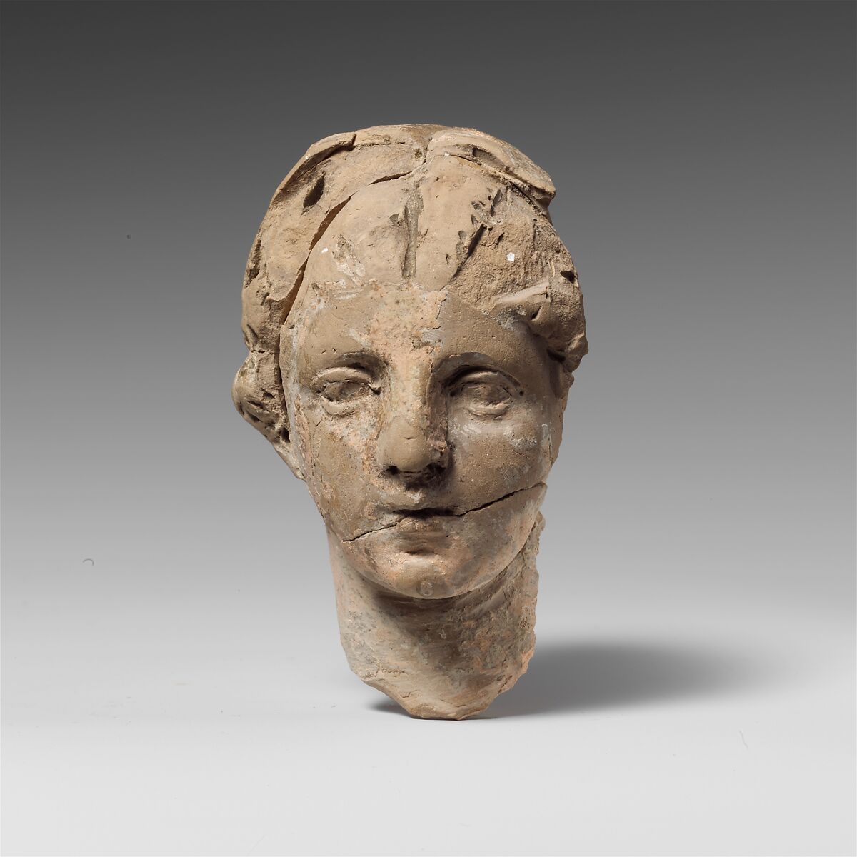 Terracotta statuette of a veiled woman, Terracotta, Greek, South Italian
