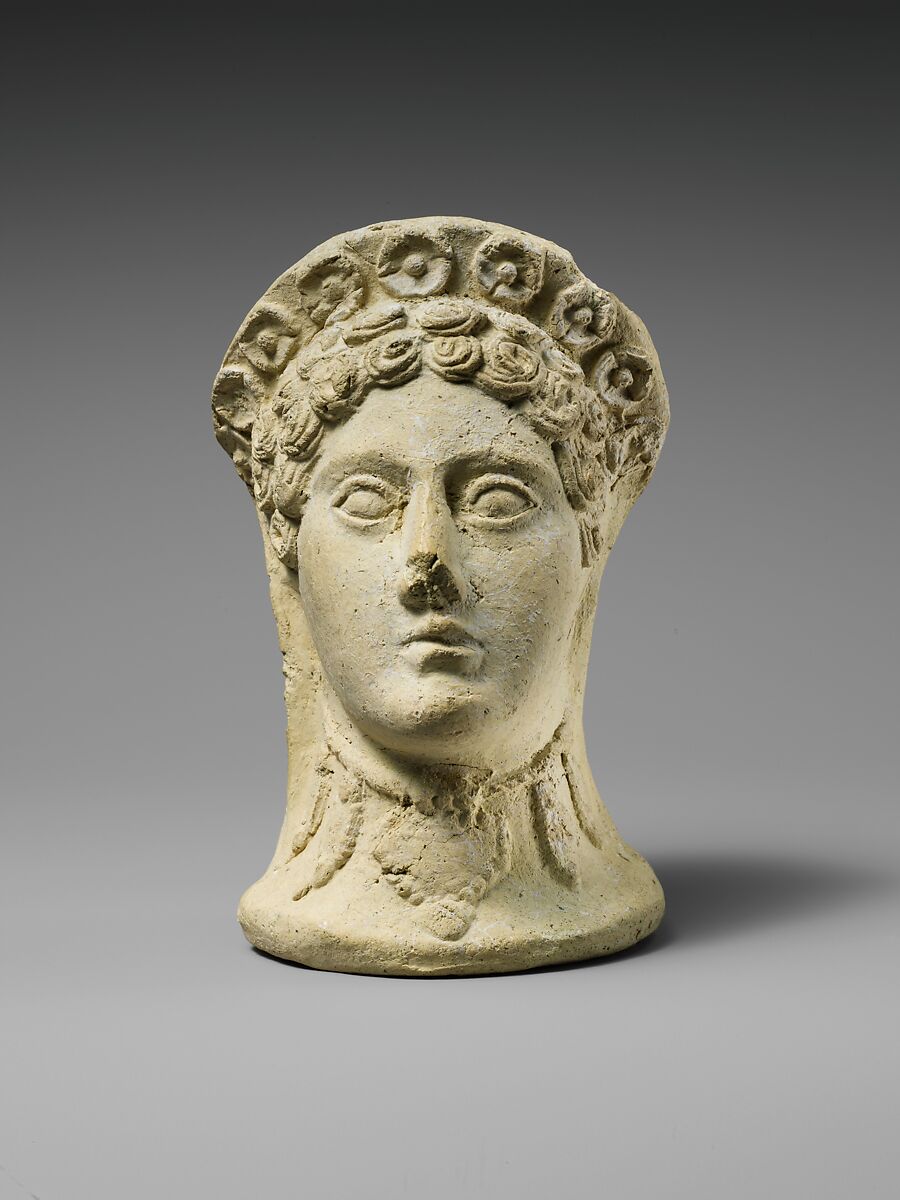 Terracotta head of a woman, Terracotta, Etruscan 