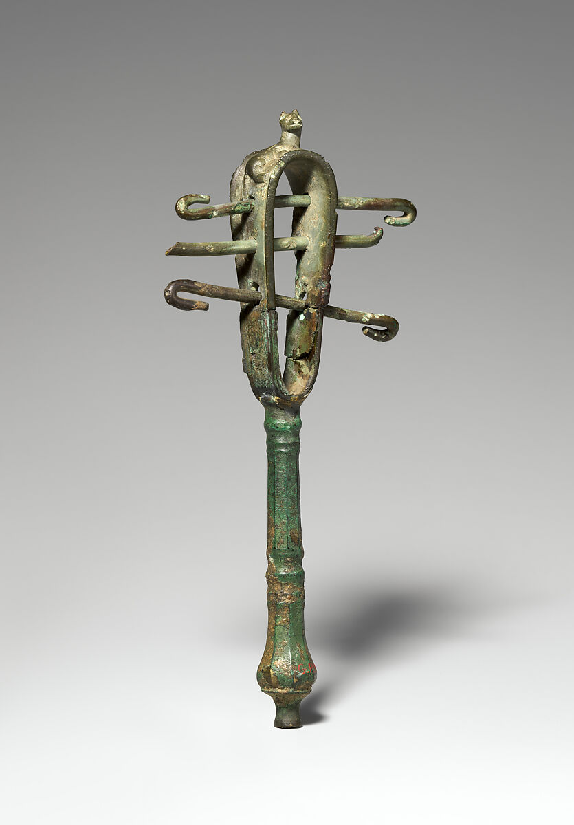 Bronze sistrum (rattle), Bronze, Roman