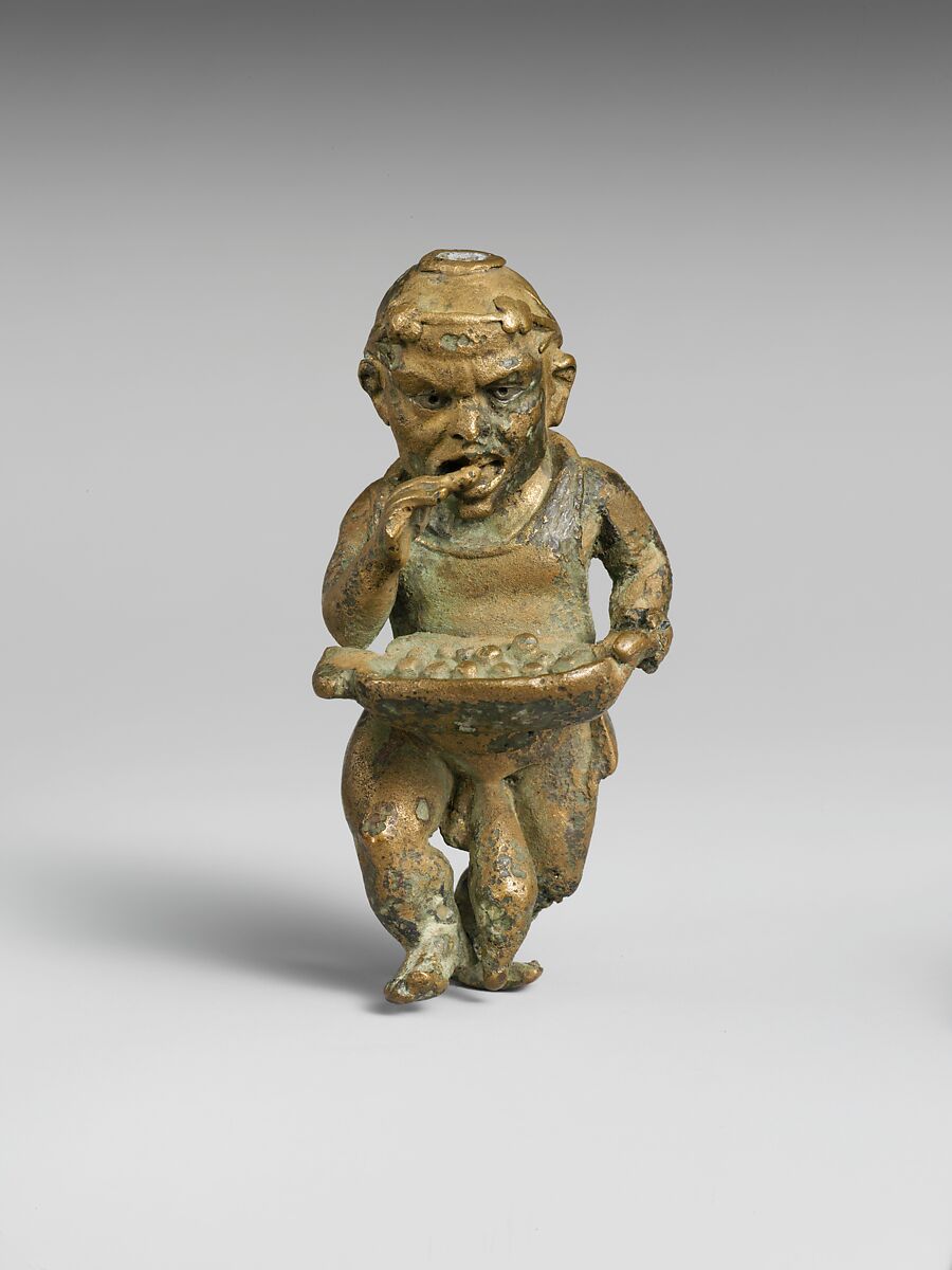 Bronze statuette of a dwarf with silver eyes, Bronze, Greek or Roman 