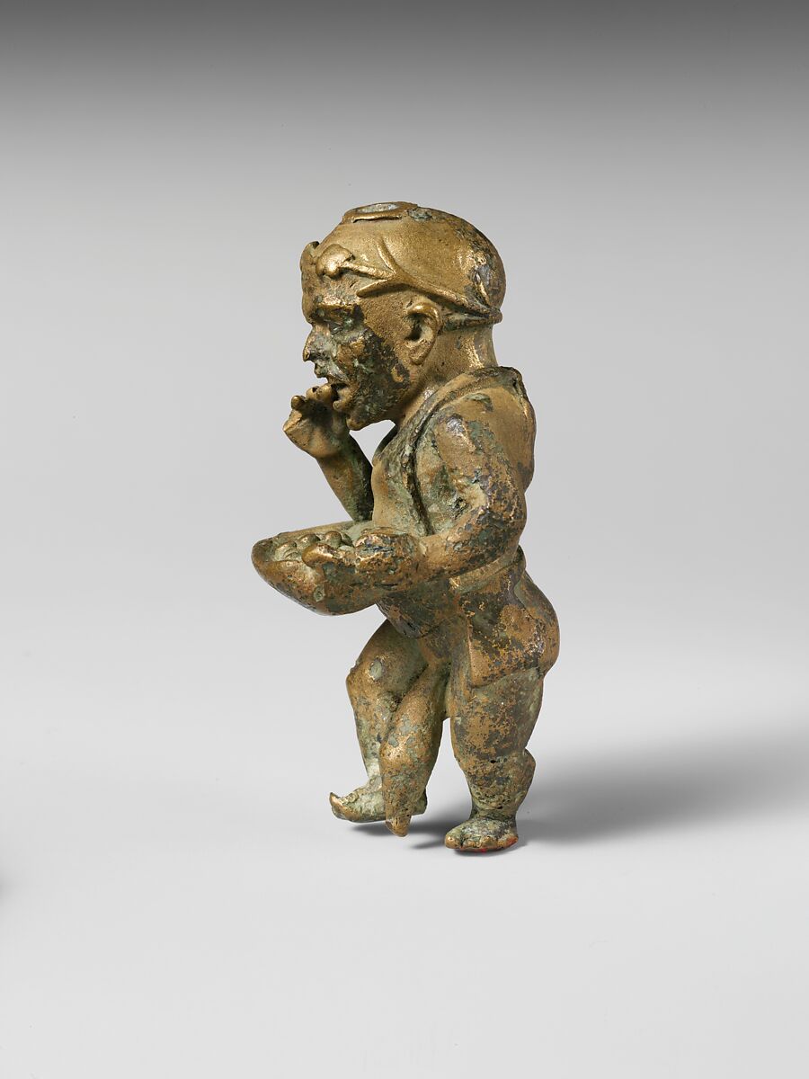 Bronze statuette of a dwarf with silver eyes, Bronze, Greek or Roman