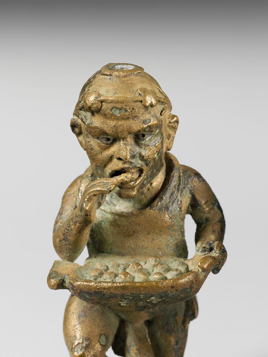 Bronze statuette of a dwarf with silver eyes, Bronze, Greek or Roman