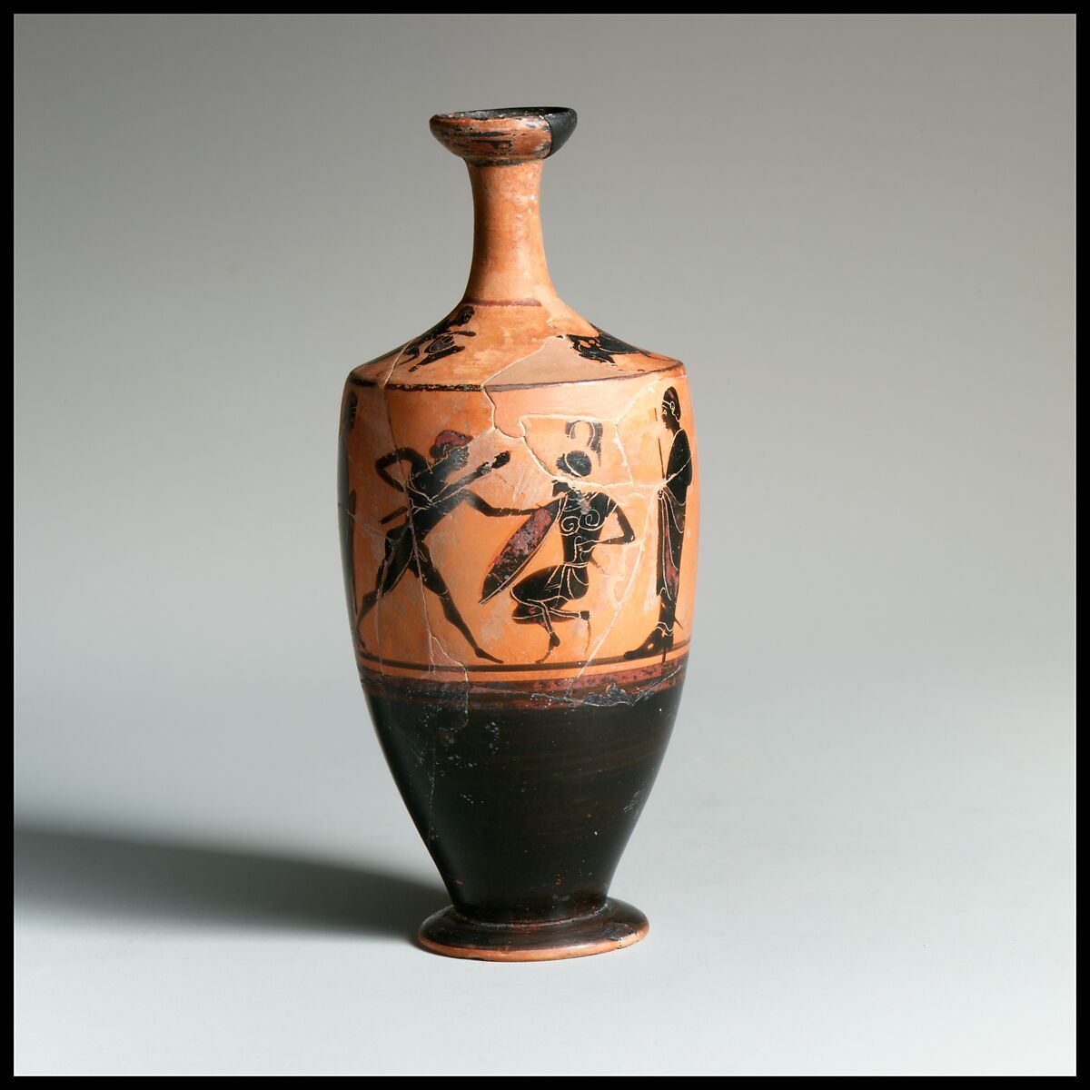 Terracotta lekythos (oil flask), Terracotta, Greek, Attic 