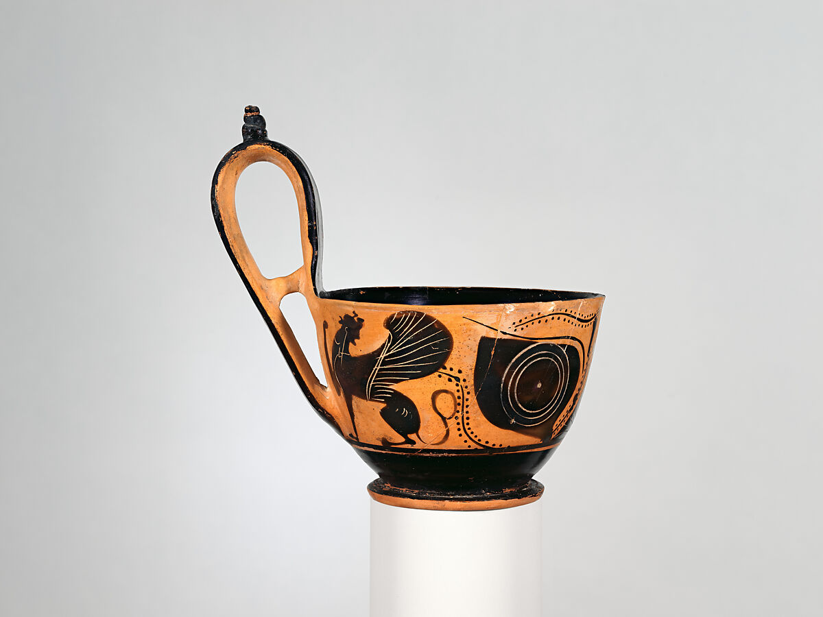 Terracotta kyathos (cup-shaped ladle), Attributed to the Group of Vatican G.57, Terracotta, Greek, Attic